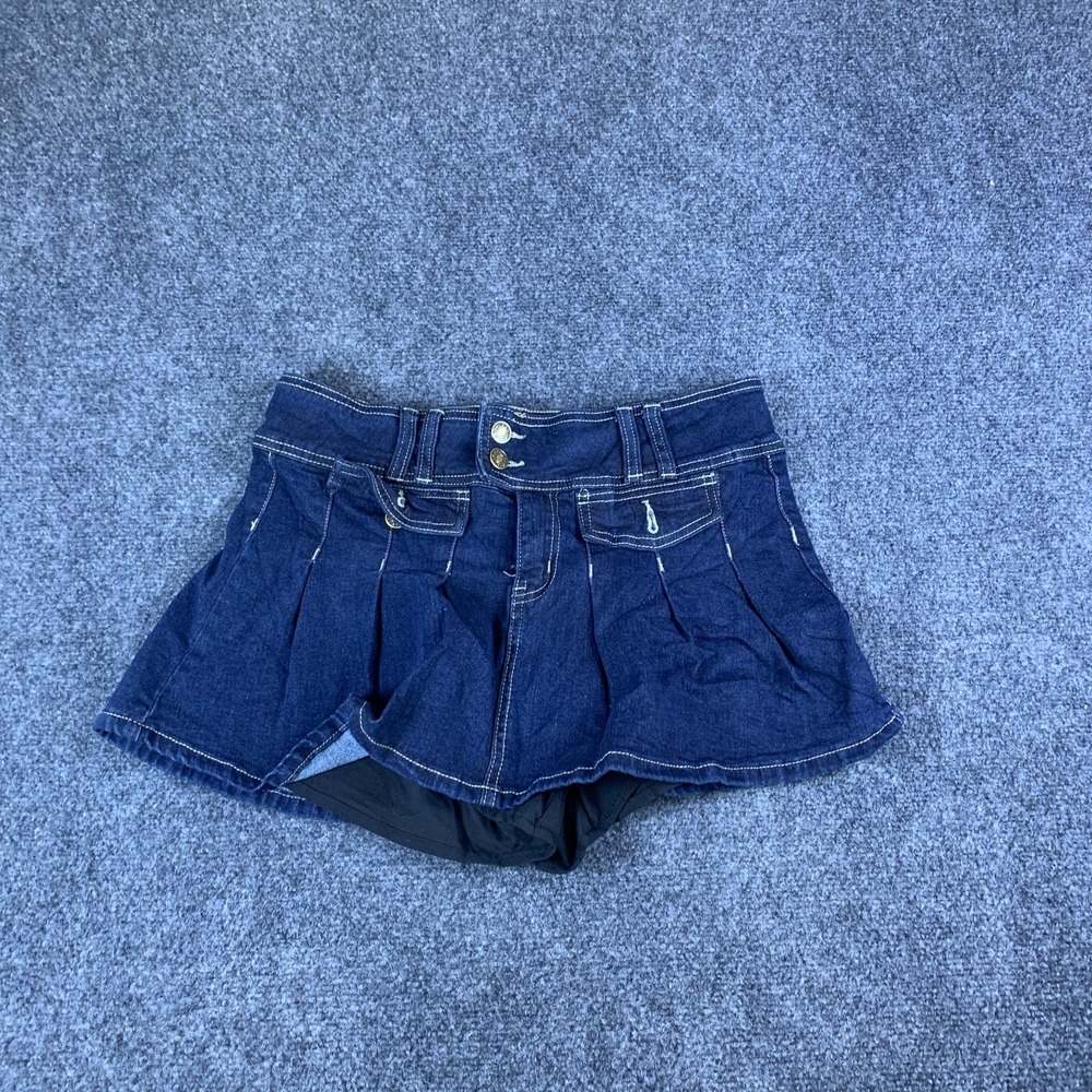 Emerson Lang Skort Womens Medium Blue Good Pleated Denim Mini Skirt Shorts